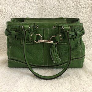 COACH Hampton Green Pebbled Leather Shoulder Bag